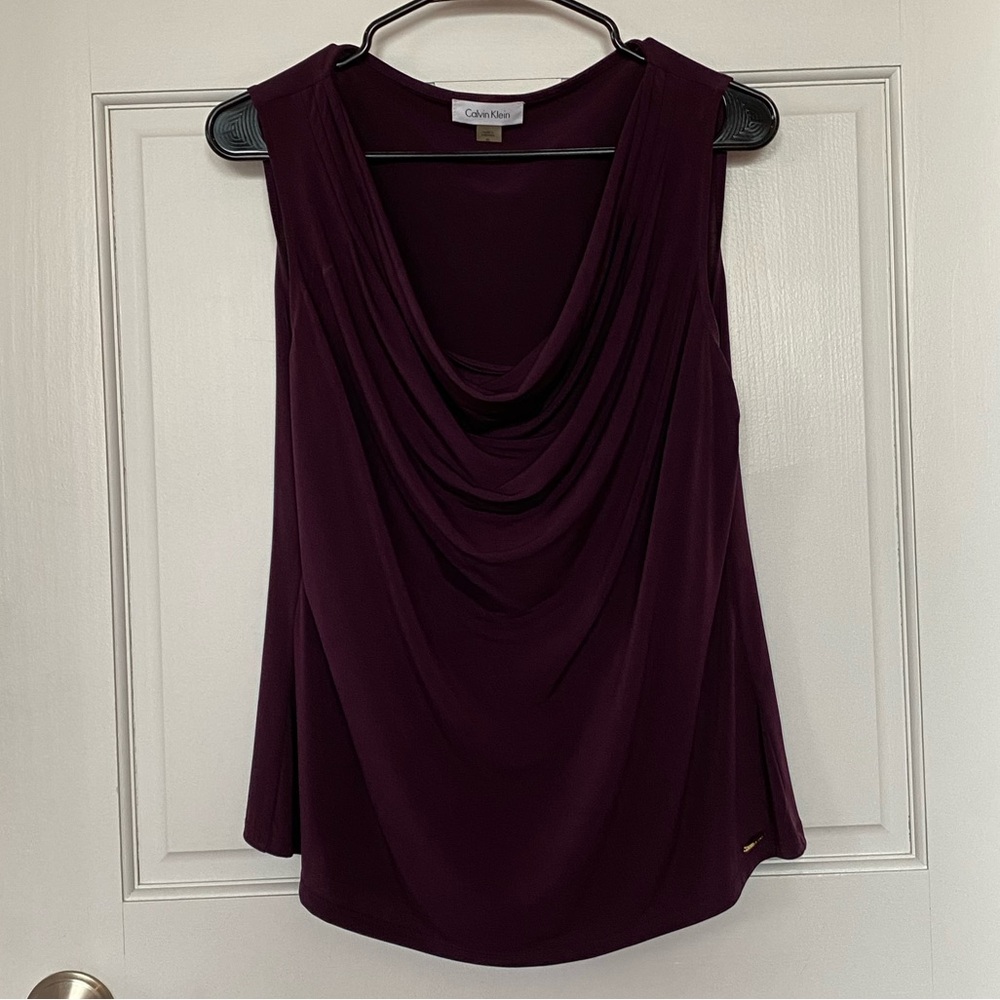 Calvin Klein Purple Draped Blouse